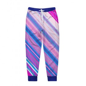 Мужские брюки 3D с принтом Фиолетовые полоски , 100% полиэстер | манжеты по низу, эластичный пояс регулируется шнурком, по бокам два кармана без застежек, внутренняя часть кармана из мелкой сетки | полоски | текстура | узор | фиолетовый