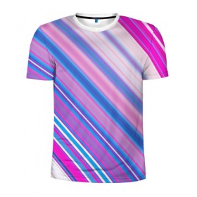 Мужская футболка 3D спортивная с принтом Фиолетовые полоски , 100% полиэстер с улучшенными характеристиками | приталенный силуэт, круглая горловина, широкие плечи, сужается к линии бедра | полоски | текстура | узор | фиолетовый