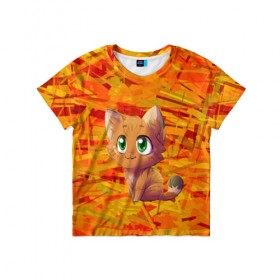 Детская футболка 3D с принтом Котик , 100% гипоаллергенный полиэфир | прямой крой, круглый вырез горловины, длина до линии бедер, чуть спущенное плечо, ткань немного тянется | cat | взгляд | кот | кот хипстер | котёнок | котятки | котятушки | кошечки | кошка | мордочка