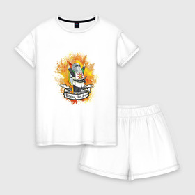 Женская пижама с шортиками хлопок с принтом Praise the Sun , 100% хлопок | футболка прямого кроя, шорты свободные с широкой мягкой резинкой | 2 | 3 | dark souls | praise the sun | solar | solar knight