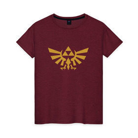 Женская футболка хлопок с принтом The Legend of Zelda , 100% хлопок | прямой крой, круглый вырез горловины, длина до линии бедер, слегка спущенное плечо | triforce | желтый | зельда | легенда | лого | трифорс | эмблема