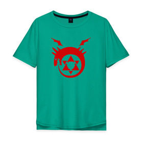 Мужская футболка хлопок Oversize с принтом Fullmetal Alchemist Homunculus , 100% хлопок | свободный крой, круглый ворот, “спинка” длиннее передней части | alchemist | fullmetal | алхимик | гомункул | знак | символ | стальной | цельнометаллический | эмблема
