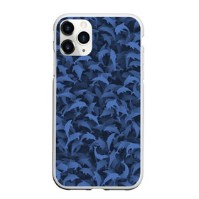 Чехол для iPhone 11 Pro Max матовый с принтом Камуфляж с дельфинами , Силикон |  | вода | дельфин | дельфины | милитари | море | океан | паттерн | синий | текстура | черное