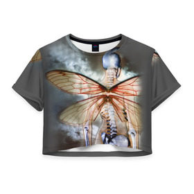 Женская футболка 3D укороченная с принтом Seether , 100% полиэстер | круглая горловина, длина футболки до линии талии, рукава с отворотами | saron gas | seether