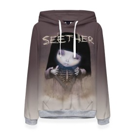 Женская толстовка 3D с принтом Seether , 100% полиэстер  | двухслойный капюшон со шнурком для регулировки, мягкие манжеты на рукавах и по низу толстовки, спереди карман-кенгуру с мягким внутренним слоем. | saron gas | seether