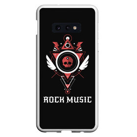 Чехол для Samsung S10E с принтом Rock Music , Силикон | Область печати: задняя сторона чехла, без боковых панелей | знаки | красный | музыка | рок | череп | черный