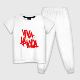 Детская пижама хлопок с принтом Viva La Vida , 100% хлопок |  брюки и футболка прямого кроя, без карманов, на брюках мягкая резинка на поясе и по низу штанин
 | coldplay