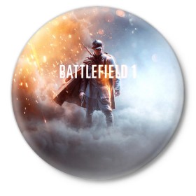 Значок с принтом Battlefield One ,  металл | круглая форма, металлическая застежка в виде булавки | battlefield 1 | battlefield one | dice | ea | electronic arts | frostbite | tm | батлфилд 1