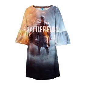 Детское платье 3D с принтом Battlefield One , 100% полиэстер | прямой силуэт, чуть расширенный к низу. Круглая горловина, на рукавах — воланы | Тематика изображения на принте: battlefield 1 | battlefield one | dice | ea | electronic arts | frostbite | tm | батлфилд 1