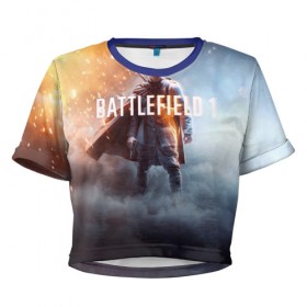 Женская футболка 3D укороченная с принтом Battlefield One , 100% полиэстер | круглая горловина, длина футболки до линии талии, рукава с отворотами | battlefield 1 | battlefield one | dice | ea | electronic arts | frostbite | tm | батлфилд 1