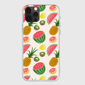 Чехол для iPhone 12 Pro Max с принтом Тропический рай , Силикон |  | ананас | арбуз | киви | лимон | манго | паттерн | тропики | фрукты