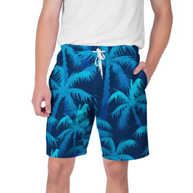 Мужские шорты 3D с принтом Пальмы ,  полиэстер 100% | прямой крой, два кармана без застежек по бокам. Мягкая трикотажная резинка на поясе, внутри которой широкие завязки. Длина чуть выше колен | summer | лес | пальмы | природа