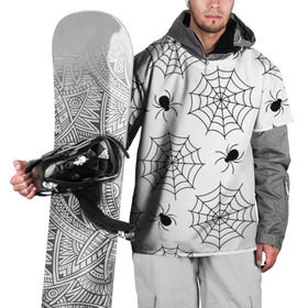 Накидка на куртку 3D с принтом Паутинка , 100% полиэстер |  | белый | паук | паутина | узор | хэллоуин | черный