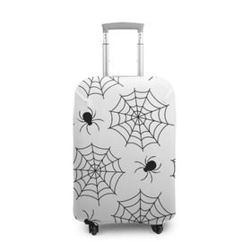 Чехол для чемодана 3D с принтом Паутинка , 86% полиэфир, 14% спандекс | двустороннее нанесение принта, прорези для ручек и колес | Тематика изображения на принте: белый | паук | паутина | узор | хэллоуин | черный