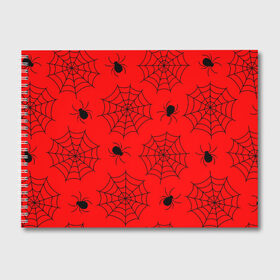 Альбом для рисования с принтом Happy Halloween , 100% бумага
 | матовая бумага, плотность 200 мг. | белый | паук | паутина | узор | хэллоуин | черный