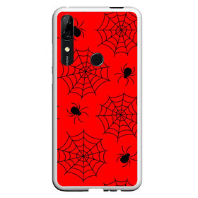 Чехол для Honor P Smart Z с принтом Happy Halloween , Силикон | Область печати: задняя сторона чехла, без боковых панелей | Тематика изображения на принте: белый | паук | паутина | узор | хэллоуин | черный