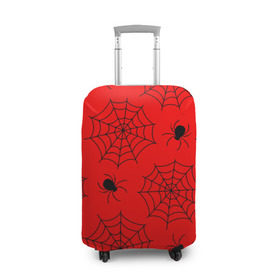 Чехол для чемодана 3D с принтом Happy Halloween , 86% полиэфир, 14% спандекс | двустороннее нанесение принта, прорези для ручек и колес | белый | паук | паутина | узор | хэллоуин | черный