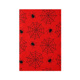 Обложка для паспорта матовая кожа с принтом Happy Halloween , натуральная матовая кожа | размер 19,3 х 13,7 см; прозрачные пластиковые крепления | Тематика изображения на принте: белый | паук | паутина | узор | хэллоуин | черный