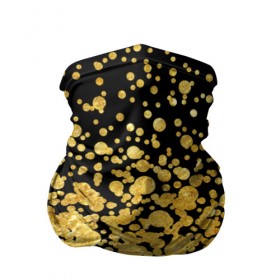 Бандана-труба 3D с принтом Золотой , 100% полиэстер, ткань с особыми свойствами — Activecool | плотность 150‒180 г/м2; хорошо тянется, но сохраняет форму | блеск | блестки | желтый | круги | перетекание | россыпь | черный