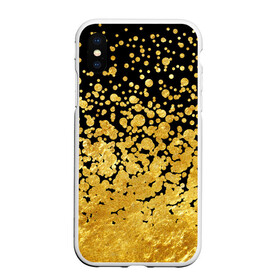 Чехол для iPhone XS Max матовый с принтом Золотой , Силикон | Область печати: задняя сторона чехла, без боковых панелей | блеск | блестки | желтый | круги | перетекание | россыпь | черный