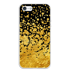 Чехол для iPhone 5/5S матовый с принтом Золотой , Силикон | Область печати: задняя сторона чехла, без боковых панелей | блеск | блестки | желтый | круги | перетекание | россыпь | черный