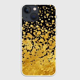 Чехол для iPhone 13 mini с принтом Золотой ,  |  | блеск | блестки | желтый | круги | перетекание | россыпь | черный