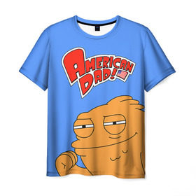 Мужская футболка 3D с принтом American Dad , 100% полиэфир | прямой крой, круглый вырез горловины, длина до линии бедер | 