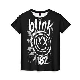 Женская футболка 3D с принтом Blink-182 , 100% полиэфир ( синтетическое хлопкоподобное полотно) | прямой крой, круглый вырез горловины, длина до линии бедер | blink | california | pop | punk | rock | группа | калифорния | панк | рок