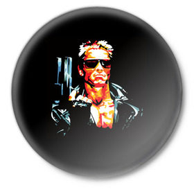 Значок с принтом Terminator Combat Sambo 3D ,  металл | круглая форма, металлическая застежка в виде булавки | Тематика изображения на принте: терминатор