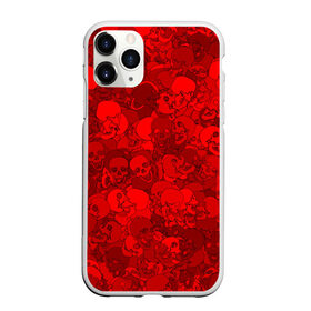 Чехол для iPhone 11 Pro матовый с принтом Красные черепа , Силикон |  | Тематика изображения на принте: камуфляж | кости | красный | милитари | паттерн | скелет | текстура | хеллоуин