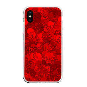 Чехол для iPhone XS Max матовый с принтом Красные черепа , Силикон | Область печати: задняя сторона чехла, без боковых панелей | Тематика изображения на принте: камуфляж | кости | красный | милитари | паттерн | скелет | текстура | хеллоуин