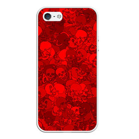Чехол для iPhone 5/5S матовый с принтом Красные черепа , Силикон | Область печати: задняя сторона чехла, без боковых панелей | Тематика изображения на принте: камуфляж | кости | красный | милитари | паттерн | скелет | текстура | хеллоуин