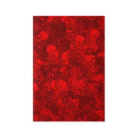Обложка для паспорта матовая кожа с принтом Красные черепа , натуральная матовая кожа | размер 19,3 х 13,7 см; прозрачные пластиковые крепления | Тематика изображения на принте: камуфляж | кости | красный | милитари | паттерн | скелет | текстура | хеллоуин
