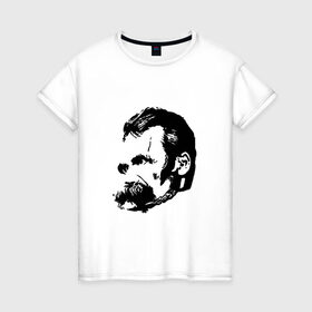 Женская футболка хлопок с принтом Фридрих Ницше Безумие , 100% хлопок | прямой крой, круглый вырез горловины, длина до линии бедер, слегка спущенное плечо | фридрих ницше безумие friedrich nietzsche