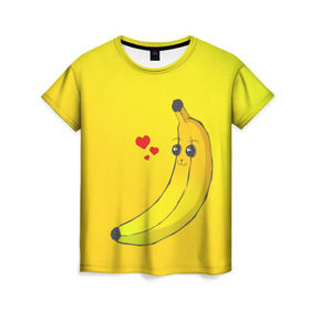 Женская футболка 3D с принтом Just Banana (Yellow) , 100% полиэфир ( синтетическое хлопкоподобное полотно) | прямой крой, круглый вырез горловины, длина до линии бедер | banana | банан | желтый | оранжевый | фрукты