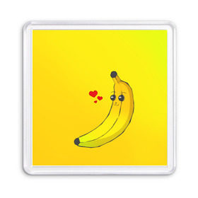 Магнит 55*55 с принтом Just Banana (Yellow) , Пластик | Размер: 65*65 мм; Размер печати: 55*55 мм | banana | банан | желтый | оранжевый | фрукты