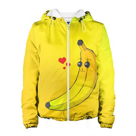 Женская куртка 3D с принтом Just Banana (Yellow) , ткань верха — 100% полиэстер, подклад — флис | прямой крой, подол и капюшон оформлены резинкой с фиксаторами, два кармана без застежек по бокам, один большой потайной карман на груди. Карман на груди застегивается на липучку | banana | банан | желтый | оранжевый | фрукты
