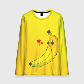 Мужской лонгслив 3D с принтом Just Banana (Yellow) , 100% полиэстер | длинные рукава, круглый вырез горловины, полуприлегающий силуэт | banana | банан | желтый | оранжевый | фрукты