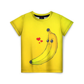 Детская футболка 3D с принтом Just Banana (Yellow) , 100% гипоаллергенный полиэфир | прямой крой, круглый вырез горловины, длина до линии бедер, чуть спущенное плечо, ткань немного тянется | banana | банан | желтый | оранжевый | фрукты