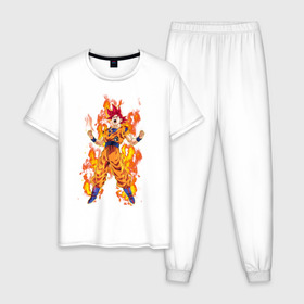 Мужская пижама хлопок с принтом Dragon Ball , 100% хлопок | брюки и футболка прямого кроя, без карманов, на брюках мягкая резинка на поясе и по низу штанин
 | anime | dragon ball | goku | драгон болл
