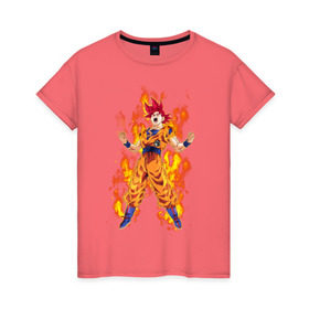 Женская футболка хлопок с принтом Dragon Ball , 100% хлопок | прямой крой, круглый вырез горловины, длина до линии бедер, слегка спущенное плечо | anime | dragon ball | goku | драгон болл