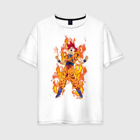 Женская футболка хлопок Oversize с принтом Dragon Ball , 100% хлопок | свободный крой, круглый ворот, спущенный рукав, длина до линии бедер
 | anime | dragon ball | goku | драгон болл