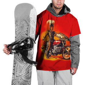 Накидка на куртку 3D с принтом Всадник , 100% полиэстер |  | bike | harley | honda | kawasaki | moto | suzuki | yamaha | байкер | всадник | мотоцикл | рыцарь