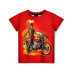 Детская футболка 3D с принтом Всадник , 100% гипоаллергенный полиэфир | прямой крой, круглый вырез горловины, длина до линии бедер, чуть спущенное плечо, ткань немного тянется | bike | harley | honda | kawasaki | moto | suzuki | yamaha | байкер | всадник | мотоцикл | рыцарь