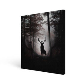 Холст квадратный с принтом Лес / Олень в тумане , 100% ПВХ |  | абстракция | арт | глаза | девушка | деревья | животное | животные | лес | листья | лучшие | ночь | олень | пейзаж | природа | туман | хеллоуин