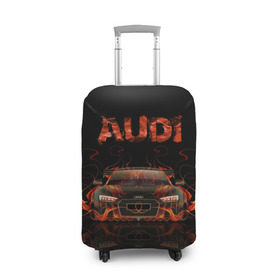 Чехол для чемодана 3D с принтом AUDI в огоне , 86% полиэфир, 14% спандекс | двустороннее нанесение принта, прорези для ручек и колес | авто | ауди | машина | огонь | пламя