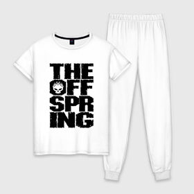 Женская пижама хлопок с принтом The Offspring , 100% хлопок | брюки и футболка прямого кроя, без карманов, на брюках мягкая резинка на поясе и по низу штанин | offspring | офспринг | оффспринг | рок