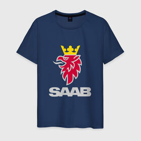 Мужская футболка хлопок с принтом Saab , 100% хлопок | прямой крой, круглый вырез горловины, длина до линии бедер, слегка спущенное плечо. | Тематика изображения на принте: saab | сааб