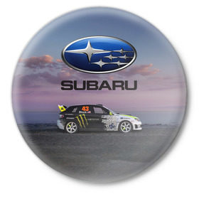 Значок с принтом SUBARU ,  металл | круглая форма, металлическая застежка в виде булавки | Тематика изображения на принте: subaru | субару