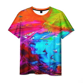 Мужская футболка 3D с принтом Tie-dye , 100% полиэфир | прямой крой, круглый вырез горловины, длина до линии бедер | abstraction | color | spray | tie dye | абстракция | акварель | живопись | искусство | краски | текстуры | цветные краски | яркие цвета